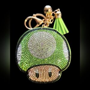 Green Mario Toad Mushroom Bag Charm Keychain